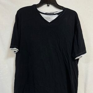 Michael Brandon Men's T-Shirt XL Black w/White Trim Short Sleeve 100% Cotton